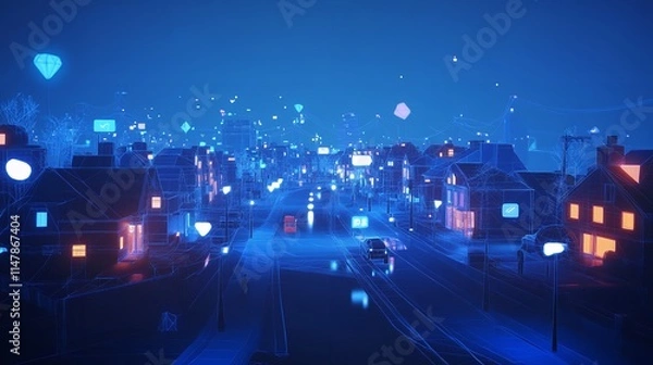 Fototapeta Artificial intelligence looking at smart city AI control city infrastructure generative ai