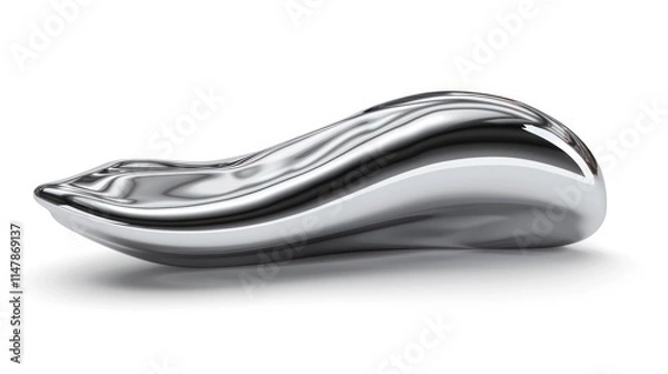 Fototapeta Elegant and Streamlined Metallic Sculpture with a Smooth Glossy Surface and Undulating Sinuous Form in Monochromatic Tones Showcasing the Beauty of Modern Minimalist Design and Industrial