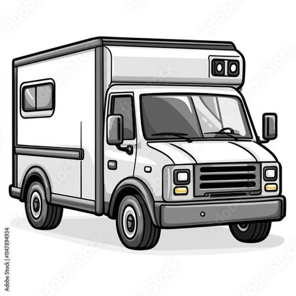 Obraz White delivery van with refrigeration unit.