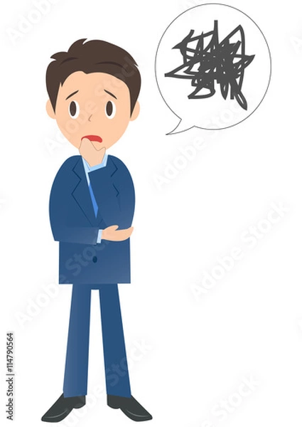 Obraz 悩むビジネスマン　男性会社員のイラスト素材