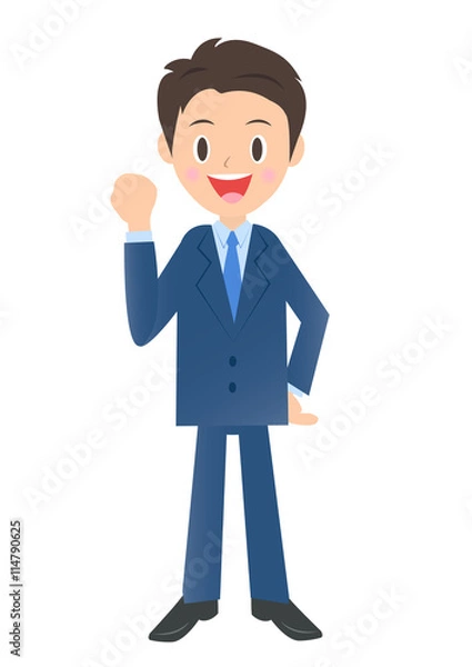 Fototapeta 拳を握りしめるビジネスマン　男性会社員のイラスト素材