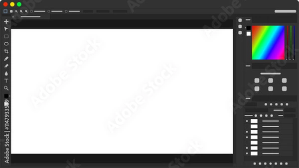 Fototapeta ウィンドウ ベクターフレーム インターフェイス UI 画像編集ソフト Photoshop風 素材 (16:9 .AI)