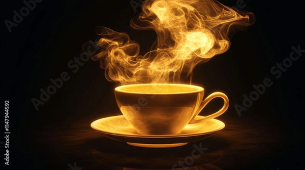 Fototapeta Tea smoke, coffee cup, food steam or vapor clouds, realistic white cigarette or hookah steam trail, hot dish or mug haze isolated design elements on black background, 3d Vector illustration, set