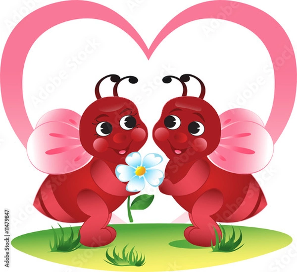 Fototapeta Valentine's bees
