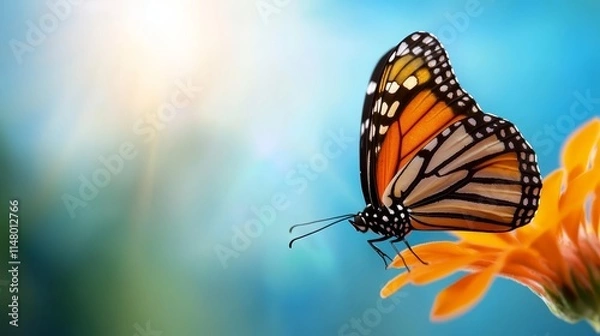 Obraz A butterfly sitting on top of a yellow flower