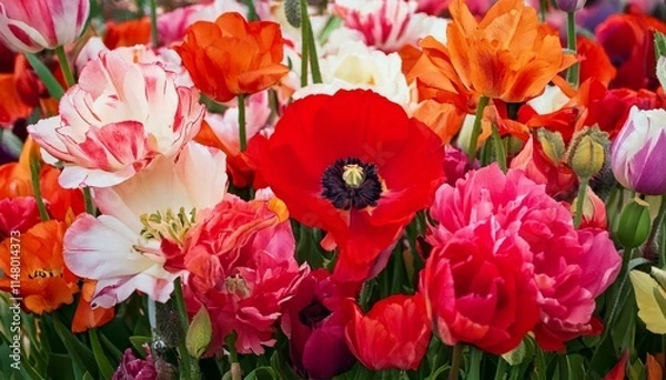 Fototapeta 鮮やかでカラフルなお花のアレンジメント