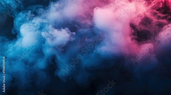 Fototapeta A background of smooth, swirling clouds of pastel smoke on a dark background.