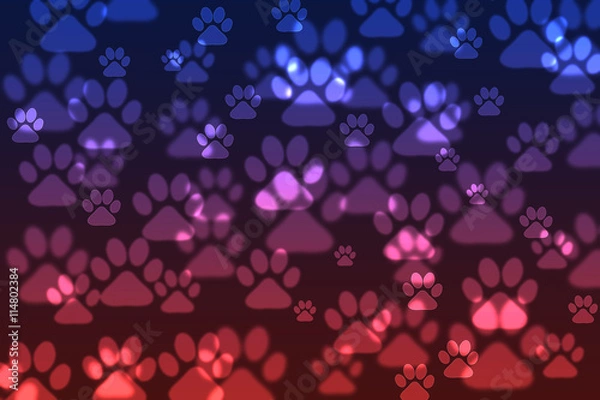 Obraz Blue-Red Dog paw bokeh background