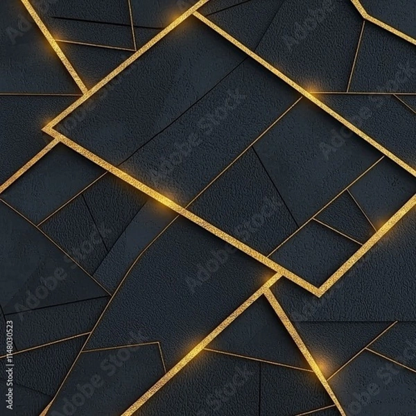 Fototapeta Elegant Dark Grey   Gold Geometric Background  Luxury Texture  Abstract Design  Presentati