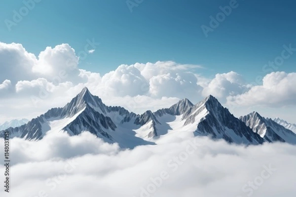 Fototapeta mountains with snow and clouds in the sky above them
