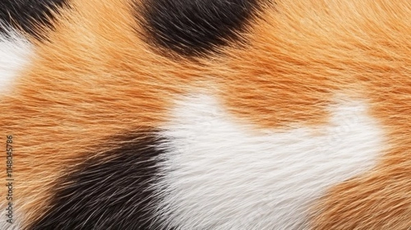 Obraz Calico Cat Fur Texture Close-up of Tricolor Feline Coat