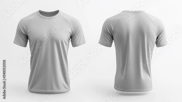 Fototapeta Ash Grey T-Shirt Mockup on White Background. Generative AI