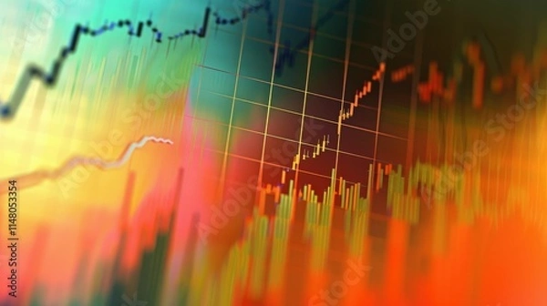 Fototapeta Economy graph with vibrant color gradients and a dynamic upward trend