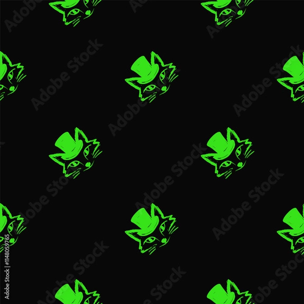 Fototapeta Seamless vector pattern with cute draw fox. Simple doodle style. Colorful animal wallpapers	
