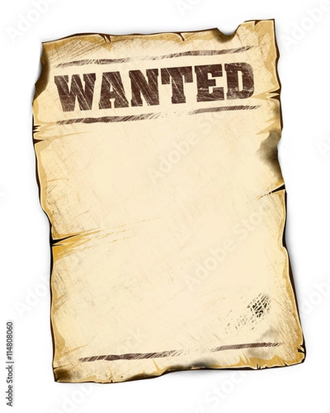 Obraz wanted poster empty isolated on white background