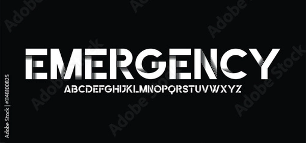 Fototapeta Emergency Modern minimal abstract alphabet fonts. Typography technology, electronic, movie, digital, music, future, logo creative font.