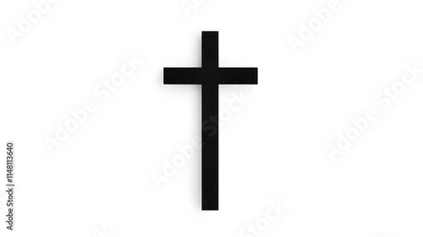 Obraz Black and white vector cross on a white background, symbolizing simplicity and contrast, perfect for religious or abstract design themes, conveying a bold and clean visual impact.
