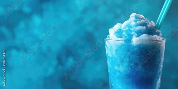 Fototapeta A blended cocktail served frozen, accompanied by straws for easy sipping. Enjoy this refreshing and icy drink through the provided straws.