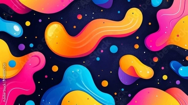 Fototapeta Vibrant neon music cover featuring colorful abstract art digital creation modern environment bold concept