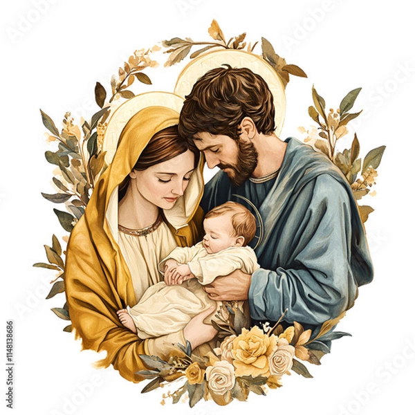 Obraz Retro Nativity Clipart Vector Illustration