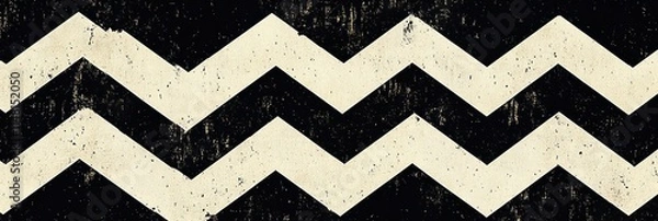 Fototapeta Distressed chevron pattern in black and beige.