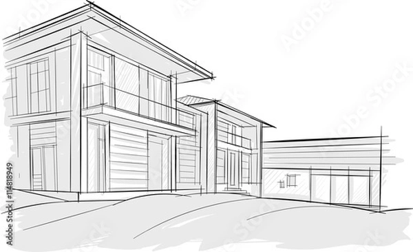 Fototapeta Architectural Sketches. Sketch style
