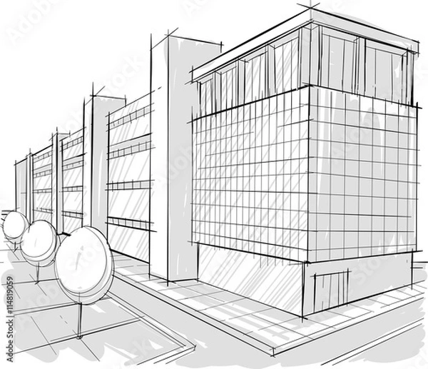 Fototapeta Architectural Sketches. Sketch style