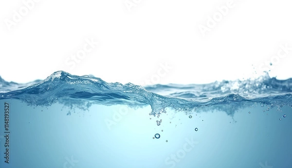 Obraz Ultra High quality and detailed Ultra realistic image Blue ocean wave splashing, cut out on white background
