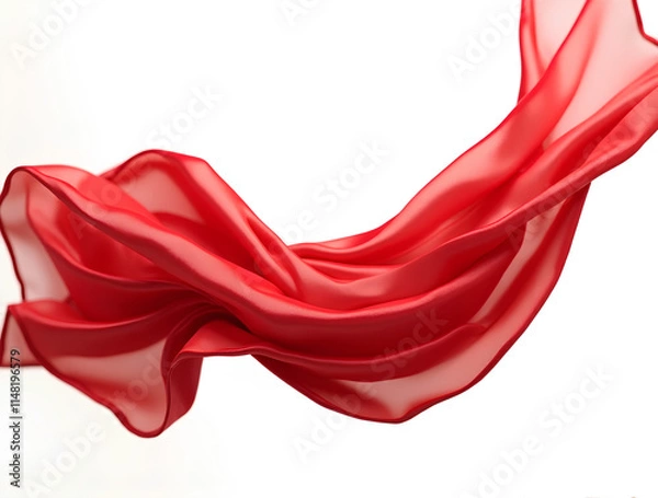 Obraz Ultra High quality and detailed Ultra realistic Floating elegant red silk fabric, cut out on white background