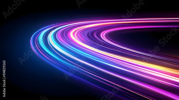 Fototapeta Abstract background with colorful light rays shining through a dark space, creating a vibrant and dynamic visual, symbolizing energy, creativity, and the interplay of light and color in a modern digit