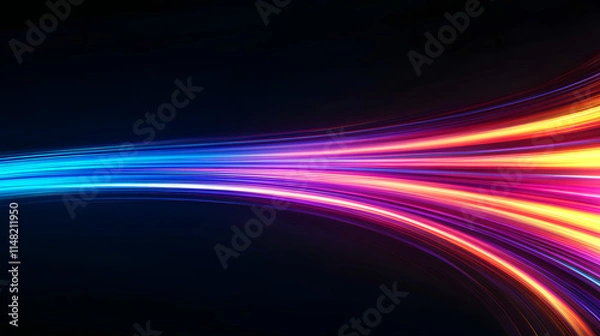Fototapeta Abstract background with colorful light rays shining through a dark space, creating a vibrant and dynamic visual, symbolizing energy, creativity, and the interplay of light and color in a modern digit