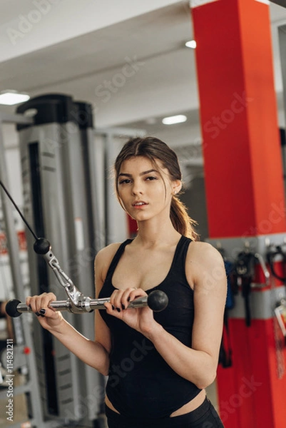 Obraz Girl performs exercises on the simulator