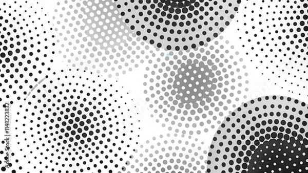 Fototapeta Abstract grayscale pattern of overlapping circles with varying dot densities
