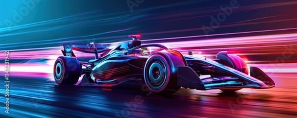 Fototapeta Formula 1 Race Car Blurred Lights