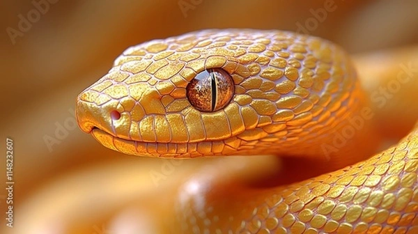 Obraz Close-Up of a Yellow Snake.

