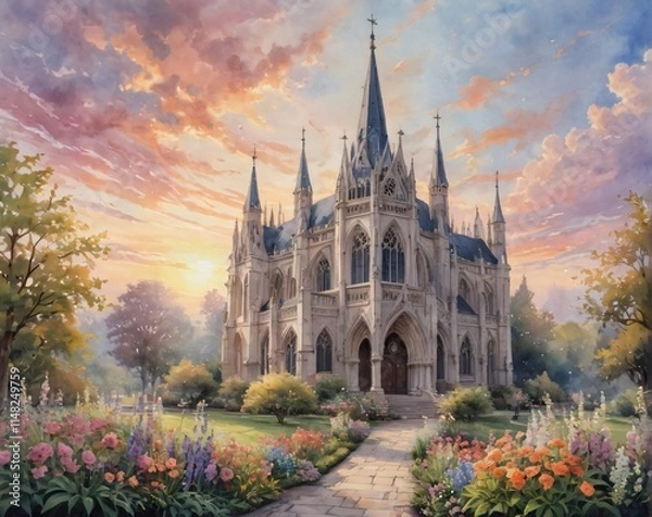 Fototapeta 배경,일러스트레이션,워터컬러,라인아트,썸네일,풍경,배경화면,판타지