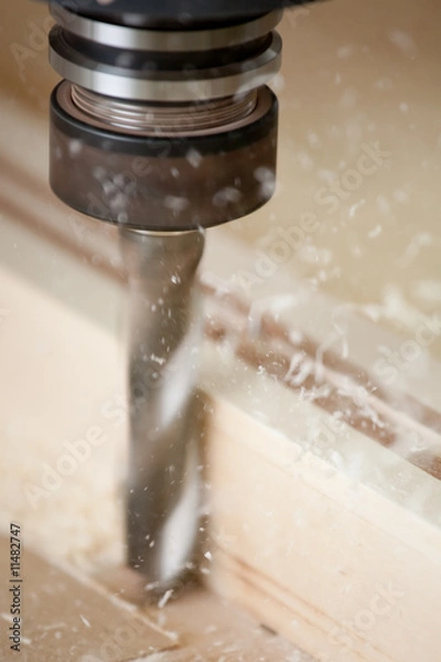 Fototapeta Cutting wood on CNC milling