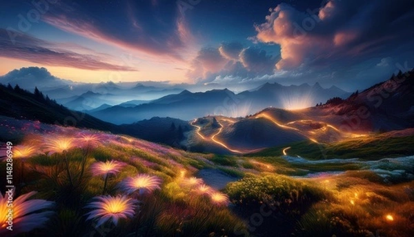 Obraz Mystical light sparks creativity and imagination.  