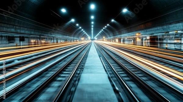 Fototapeta Abstract blue background with dynamic, flowing lines, creating a sleek and futuristic technology design with sharp edges and smooth gradients for a modern look