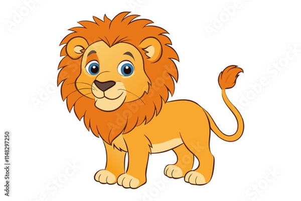 Obraz Cute lion illustration in withe background