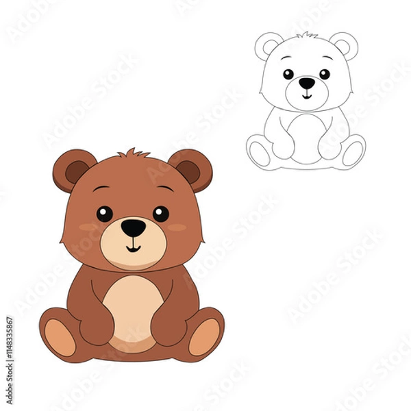 Obraz Adorable teddy bear in a clean, contemporary vector design