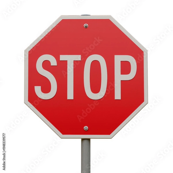 Obraz Red octagonal stop sign on pole
