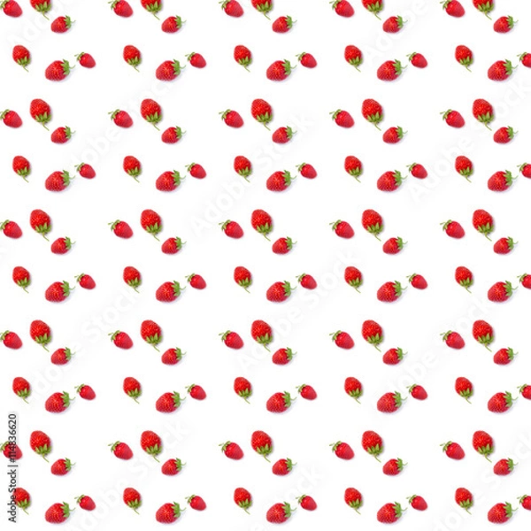 Fototapeta  pattern  red strawberries on a white background