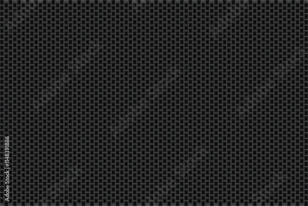 Obraz Seamless pattern. Gray outline. Small, orysoltal waves in a checkerboard pattern on a black background. Honeycombs. Flyer background design, advertising background, fabric, clothing, texture
