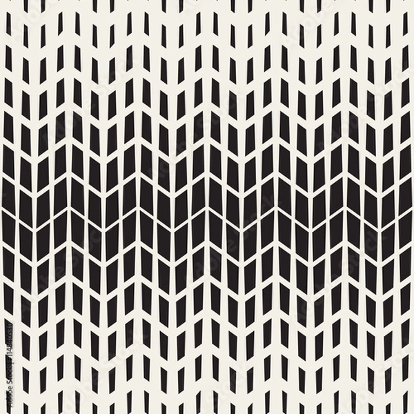 Fototapeta Vector Seamless Black And White Chevron Halftone Geometric Pattern