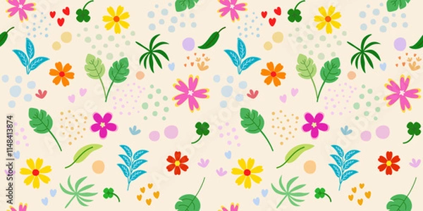 Fototapeta  seamless pattern with hand drawn  flowers. colorful
