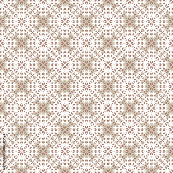 Fototapeta Beautiful Christmas seamless vector snowflake texture on orange background. Monochrome seasonal pattern for wrapping paper, greeting cards, invitations, gift boxes and web background.