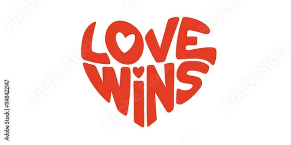 Fototapeta A red heart with the text "Love Wins" inside it
