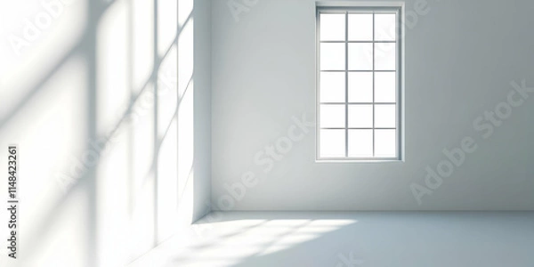 Fototapeta A minimalistic interior space with a window casting shadows.