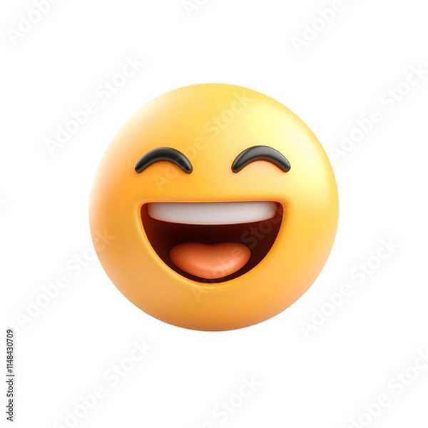 Obraz isolated 3d laughing emoji on plain background joyful emoticons happy reaction icons